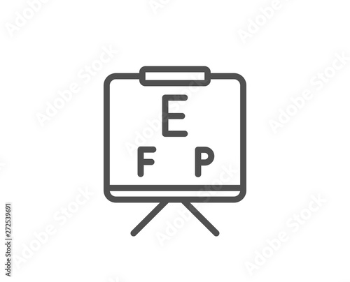 Vision board line icon. Oculist eye clinic sign. Optometry symbol. Quality design element. Linear style vision board icon. Editable stroke. Vector