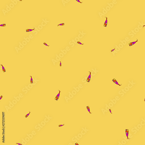 Seamless pattern of houses in doodle style