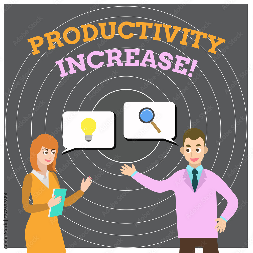 Conceptual hand writing showing Productivity Increase. Concept meaning get more things done Output per unit of Product Input Business Partners Colleague Jointly Seeking Problem Solution Conceptual hand writing showing Productivity Increase. Concept meaning get more things done Output per unit of Product Input Business Partners Colleague Jointly Seeking Problem Solution