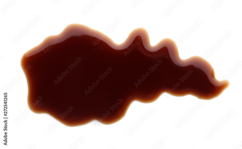 Delicious soy sauce isolated on white, top view Delicious soy sauce isolated on white, top view