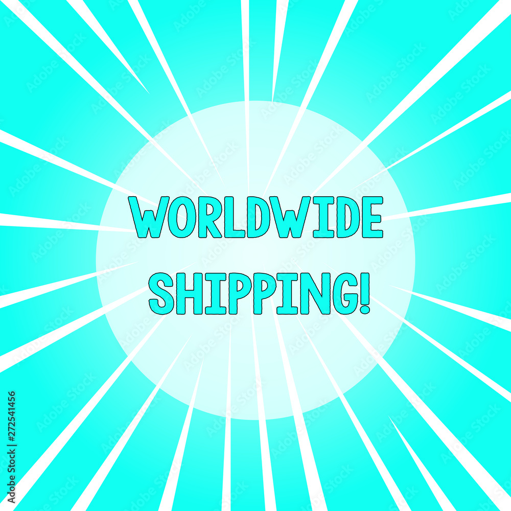 Text sign showing Worldwide Shipping. Business photo text Sea Freight Delivery of Goods International Shipment Sunburst Explosion Different Size White Beams Halftone Center Perspective Text sign showing Worldwide Shipping. Business photo text Sea Freight Delivery of Goods International Shipment Sunburst Explosion Different Size White Beams Halftone Center Perspective