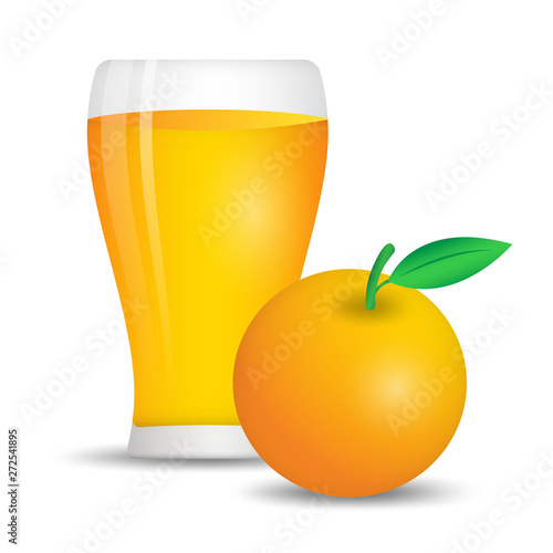 Orange juice with glass vector, web icon, sign, Design elements for business