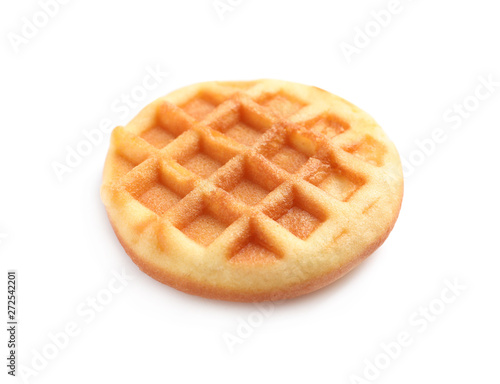 Delicious waffle for breakfast on white background