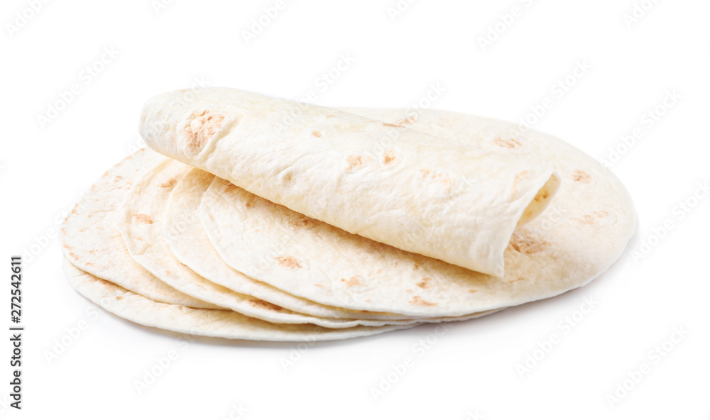 Corn tortillas on white background. Unleavened bread Corn tortillas on white background. Unleavened bread