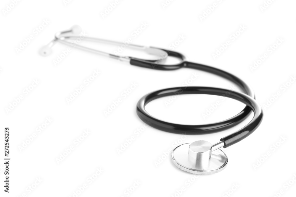 Stethoscope on white background. Professional medical device Stethoscope on white background. Professional medical device