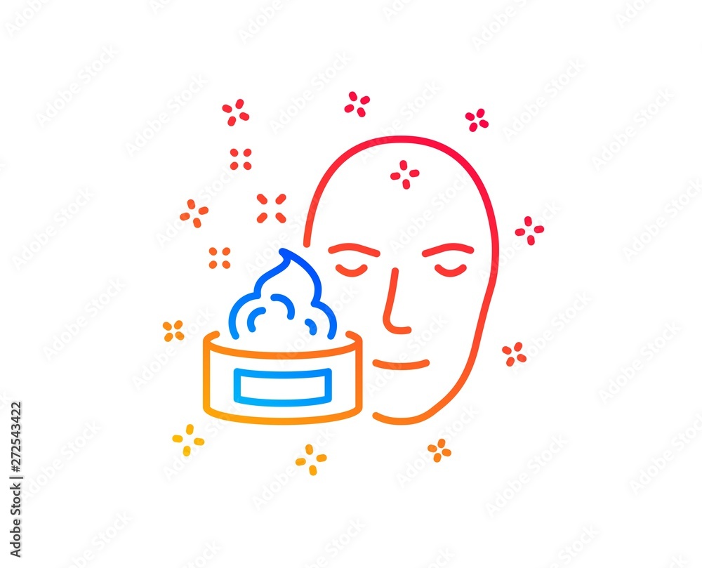 Face cream line icon. Skin care lotion sign. Cosmetics symbol. Gradient design elements. Linear face cream icon. Random shapes. Vector Face cream line icon. Skin care lotion sign. Cosmetics symbol. Gradient design elements. Linear face cream icon. Random shapes. Vector