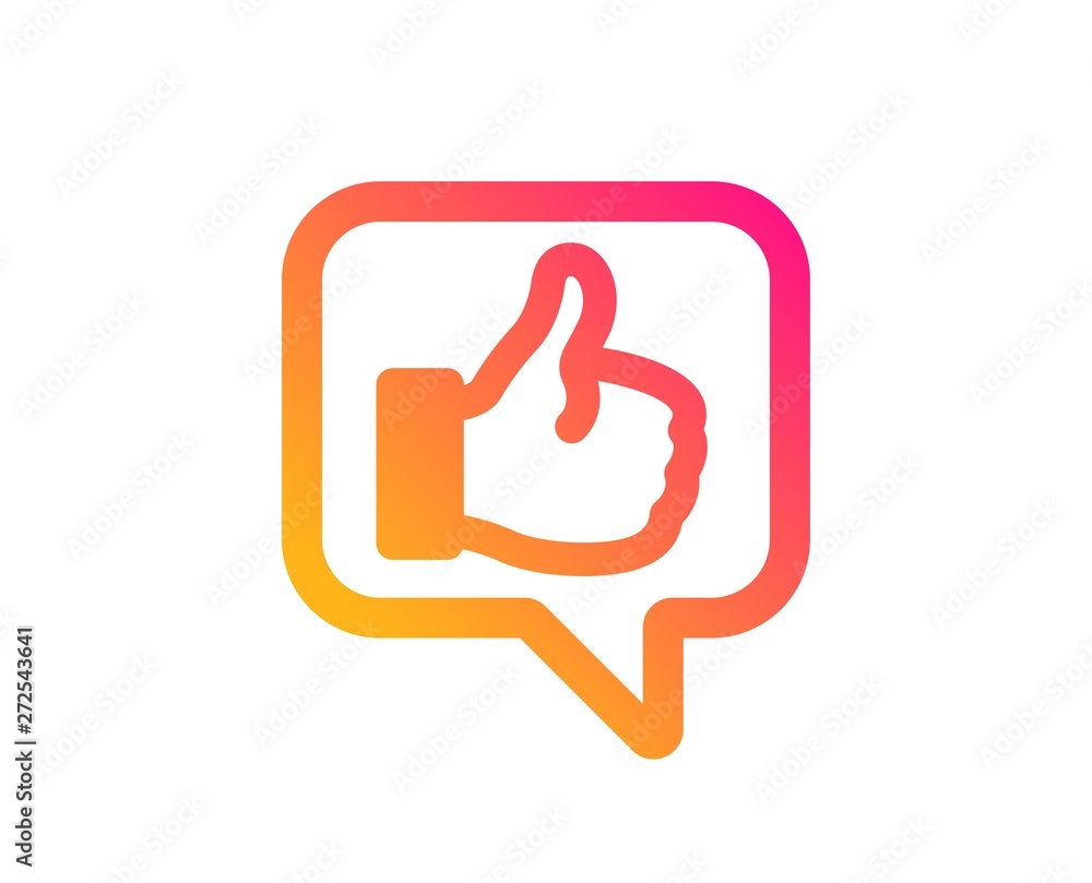 Like icon. Thumbs up sign. Positive feedback, social media symbol. Classic flat style. Gradient like icon. Vector