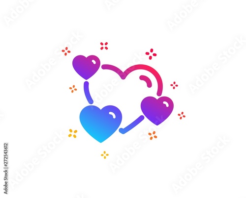 Hearts icon. Favorite like sign. Positive feedback symbol. Dynamic shapes. Gradient design heart icon. Classic style. Vector
