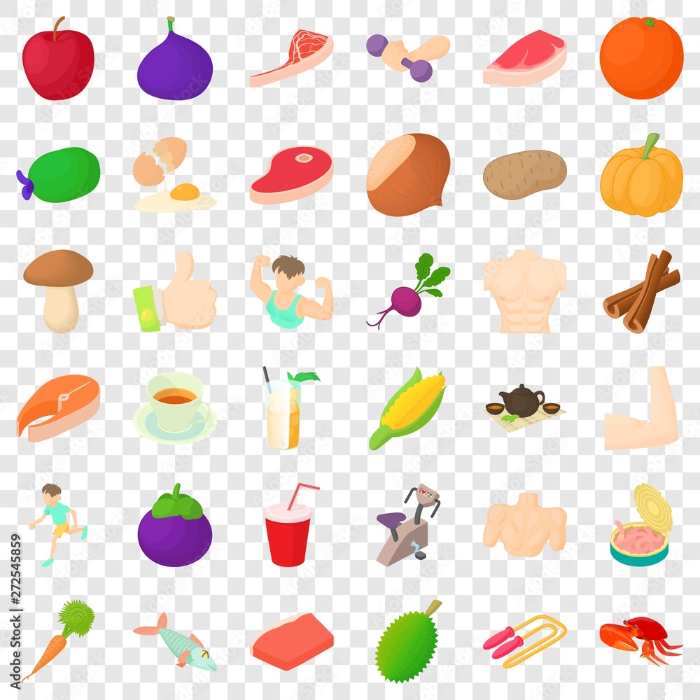 Vegetable icons set. Cartoon style of 36 vegetable vector icons for web for any design