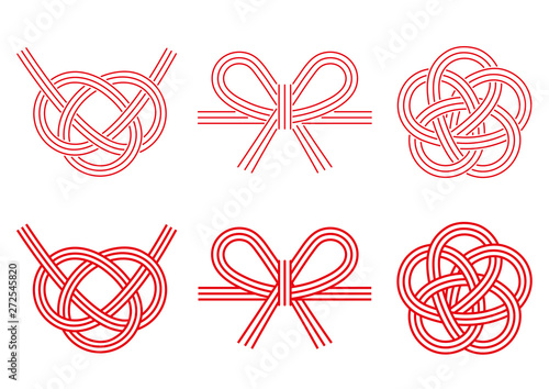 水引きデザイン三点セットのイラスト(拡張前の線画)