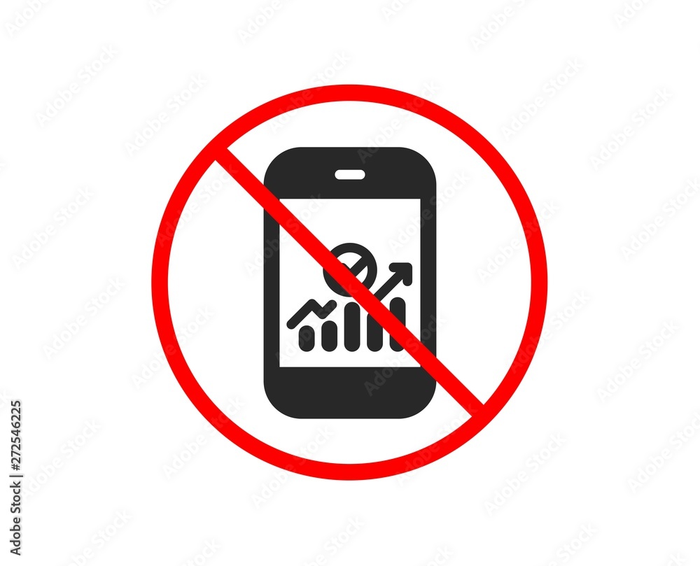 No or Stop. Smartphone Audit or Statistics icon. Business Analytics with charts symbol. Prohibited ban stop symbol. No smartphone statistics icon. Vector No or Stop. Smartphone Audit or Statistics icon. Business Analytics with charts symbol. Prohibited ban stop symbol. No smartphone statistics icon. Vector