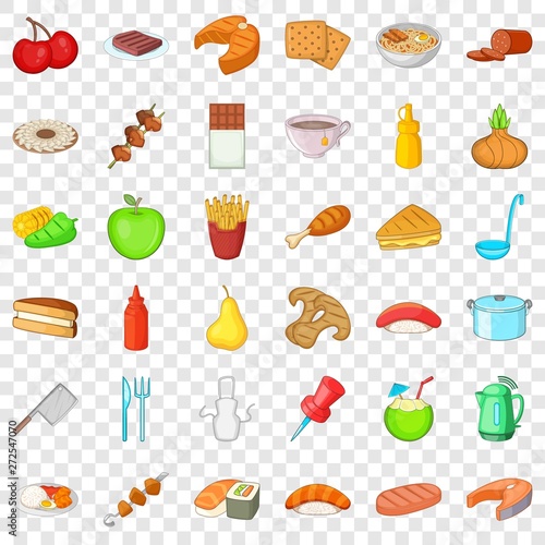 Plate icons set. Cartoon style of 36 platevector icons for web for any design