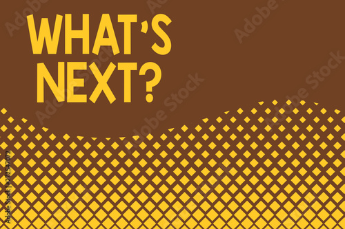 Handwriting text What S Next Question. Conceptual photo asking demonstrating about his coming action or behavior Abstract waving background pattern square dots design. Simple Wallpaper
