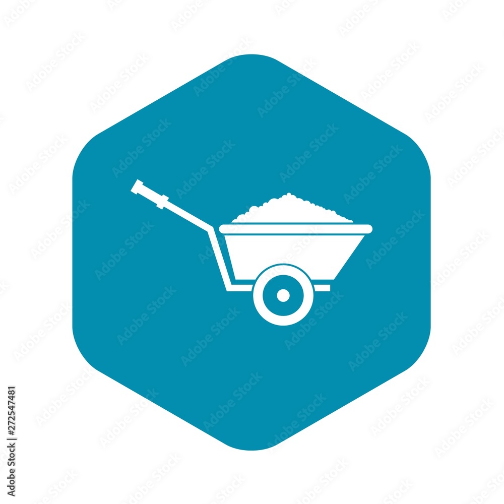 Garden wheelbarrow icon in simple style isolated on white background. Territory cleaning symbol vector illustration Garden wheelbarrow icon in simple style isolated on white background. Territory cleaning symbol vector illustration