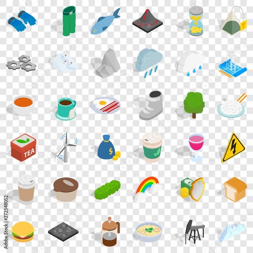 Season icons set. Isometric style of 36 season vector icons for web for any design
