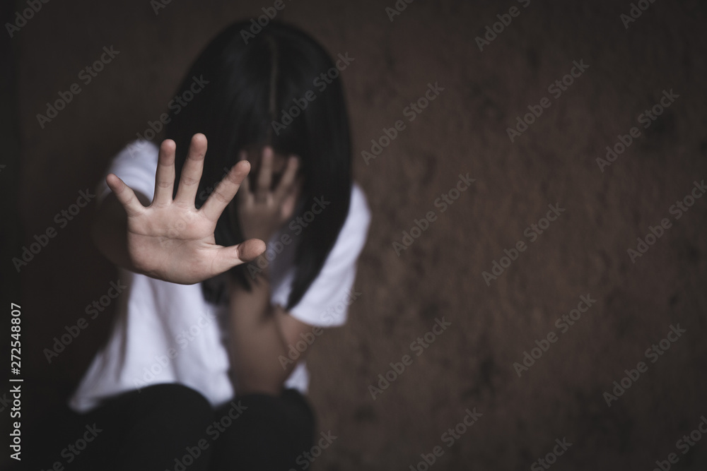 Woman bondage in angle of abandoned building , stop violence against Women, international women's day, Copy space Woman bondage in angle of abandoned building , stop violence against Women, international women's day, Copy space