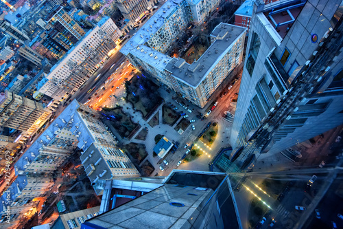 View down from the roof of a business center in Moscow