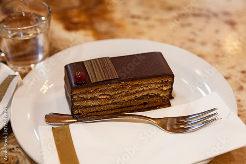 a chocolate cake with apricot