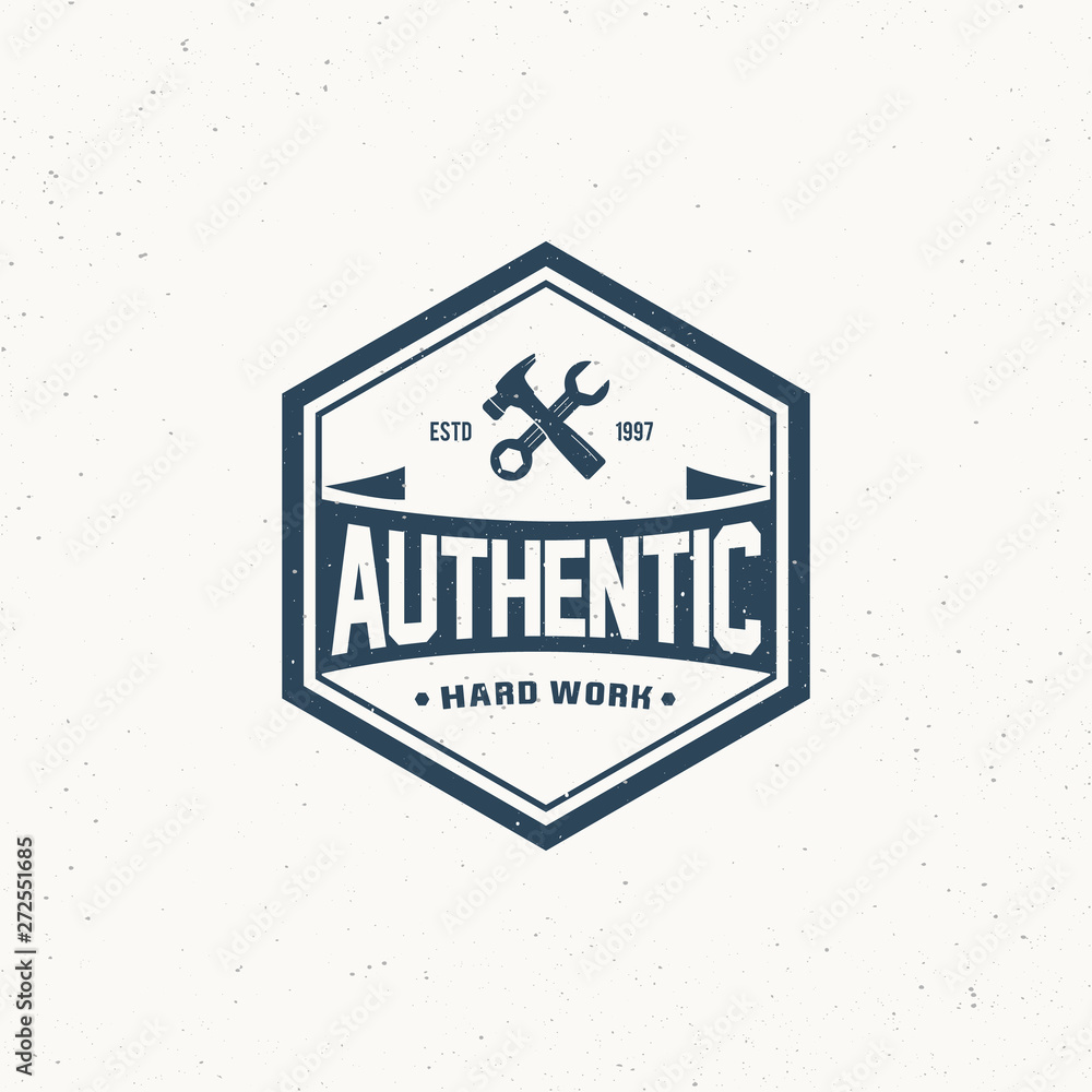 Obraz premium Vintage mechanic label, emblem and logo. Vector illustration - Vector
