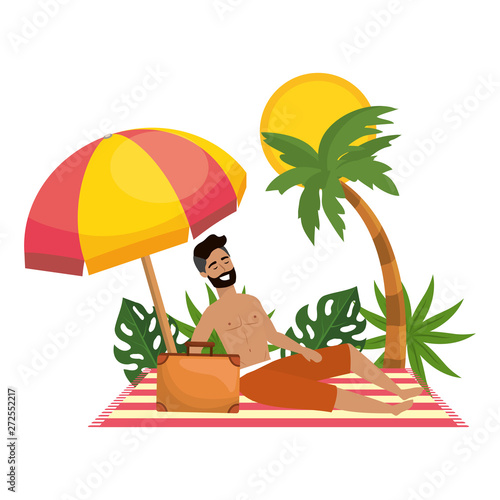 Boy with summer swimwear design
