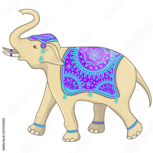 Indian elephant festival vector illustration. Isolated on white background.