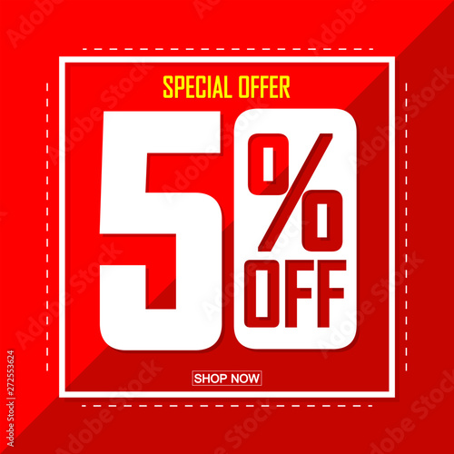 Sale 50% off, poster design template, special offer, vector illustration