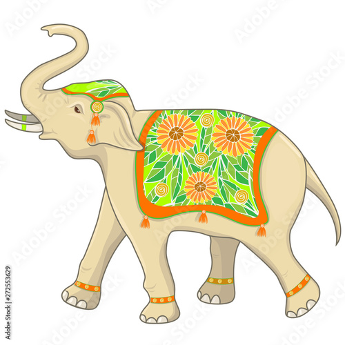 Indian elephant festival vector illustration. Isolated on white background.