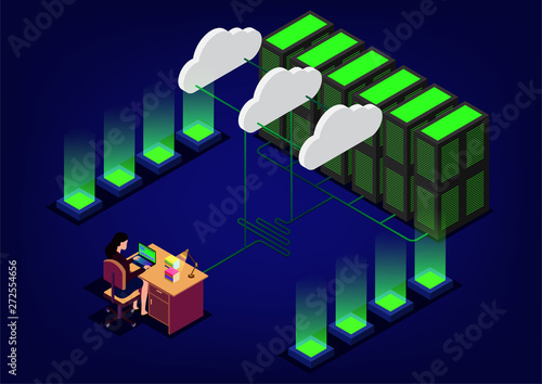 isometric network server room