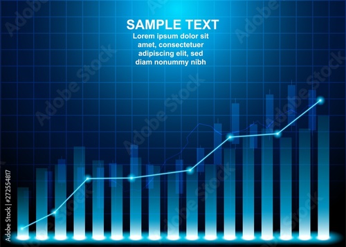 Stock market. Candle stick graph chart of stock market investment trading. Stock market data. Bullish point, Trend of graph . blue background. Vector.