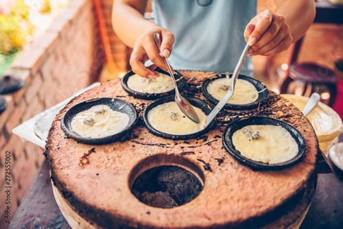 Fototapeta Naklejka Na Ścianę i Meble -  Vietnamese small rice pancake - Traditional food at the middle of Vietnam