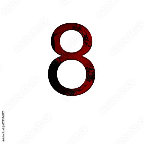 Number 8 illustration on isolated white background.Abstract alphabet symbol . Design element.