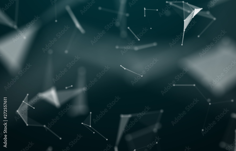 Fototapeta premium Abstract polygonal space low poly dark background with connecting dots and lines. Connection structure. 3d rendering - Illustration