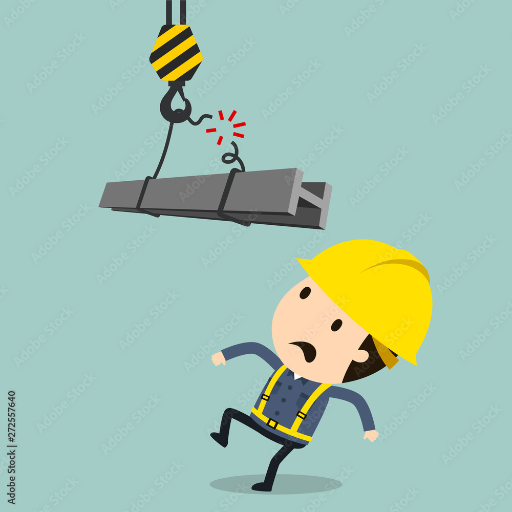 Rope cutting during the transport of crane, Vector illustration, Safety