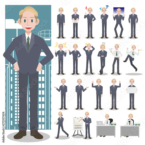Businessman character set on a white background
