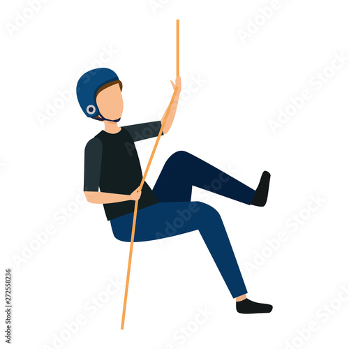 man climbing with rope character