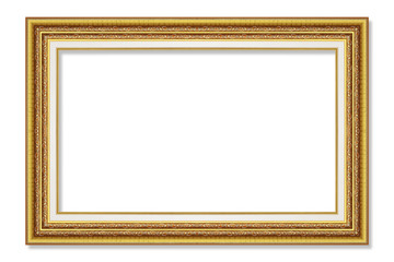 antique gold picture frame isolated on white