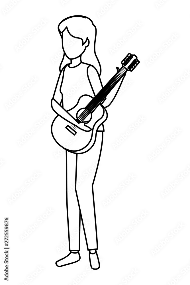 young woman playing guitar instrument young woman playing guitar instrument