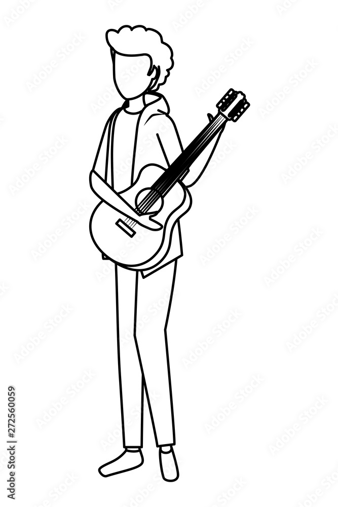 young man playing guitar instrument young man playing guitar instrument