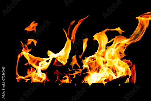 The Fire flames on a black background.