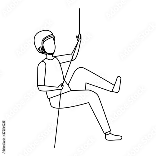 man climbing with rope character