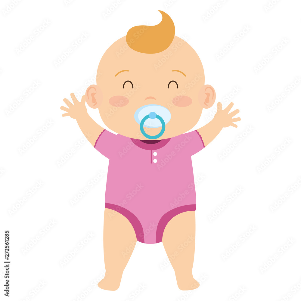 cute little baby girl with pacifier character cute little baby girl with pacifier character