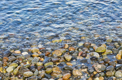 Polished Rock and Ocean on Beach on Lopez Island Washington