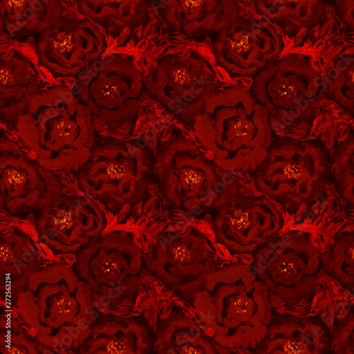 background with abstract roses painted in light red and dark red colors