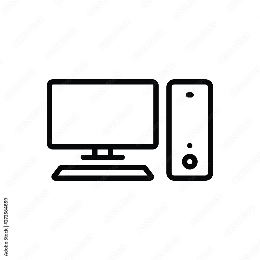 Black line icon for computer monitor Black line icon for computer monitor