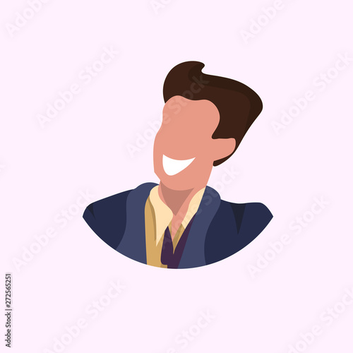 casual man face avatar business man smiling male cartoon character portrait flat white background