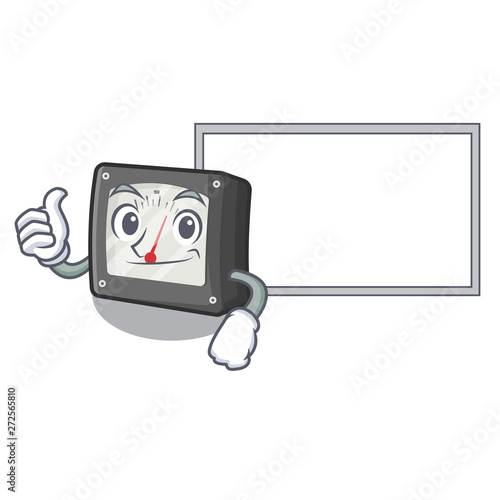 Thumbs up with board ampere meter isolated in the mascot