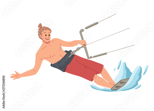 Man surfing, riding on the water. Summer leisure.