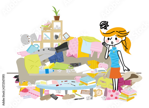 すごく散らかった部屋