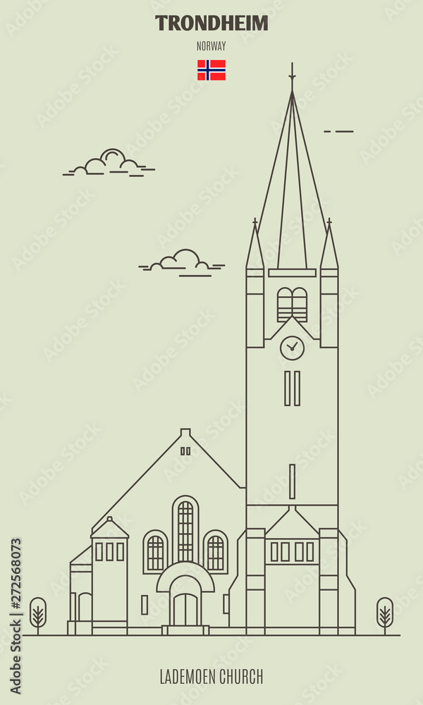 Lademoen Church in Trondheim, Norway. Landmark icon