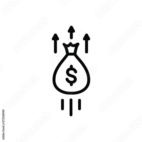 Black line icon for growth 